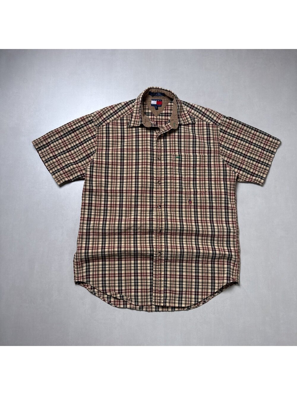 Vintage 90s Tommy Hilfiger Plaid Seersucker Button Up Shirt